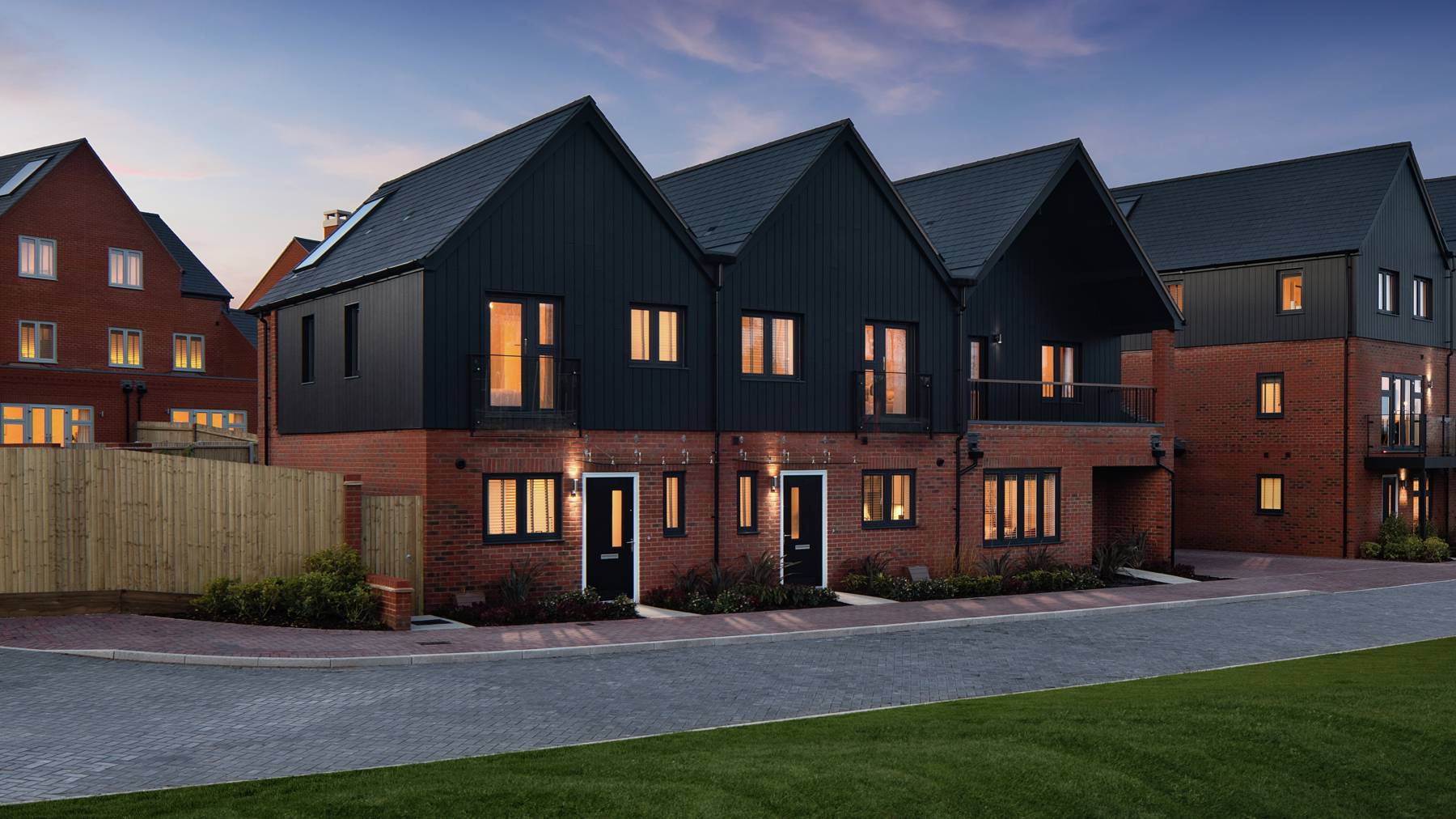 Vb1627241 7908 01 Plots109 113 Winterbourne Kings Barton Exterior Dusk